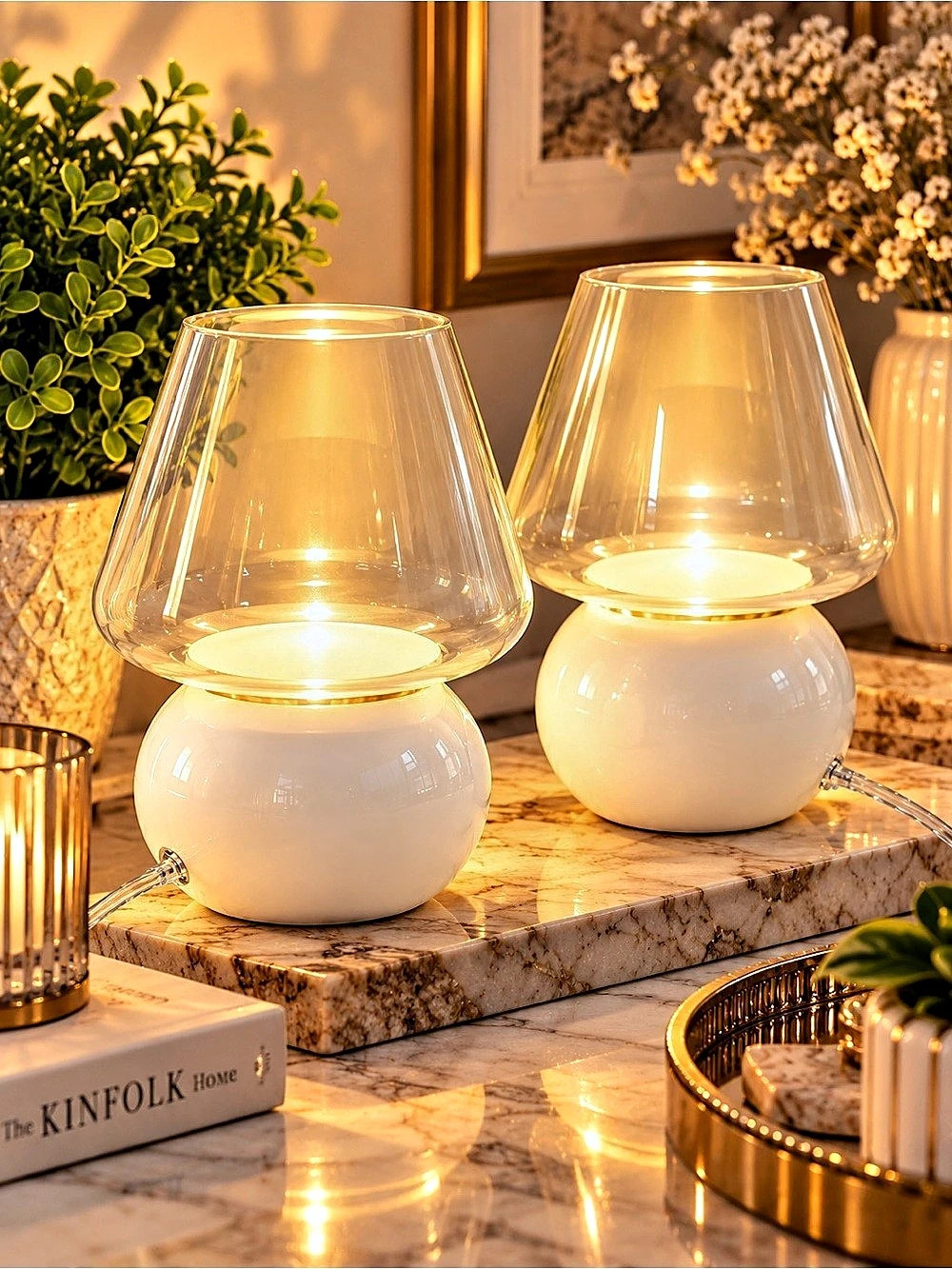 Room Essentials Mushroom Table Lamp Set of 2 White & Clear